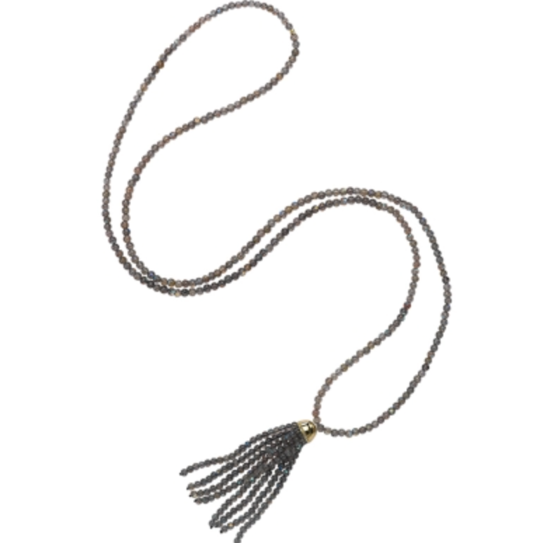 Long Labradorite Tassel Necklace