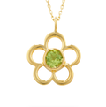 Peridot August Birthstone Flower Pendant Necklace