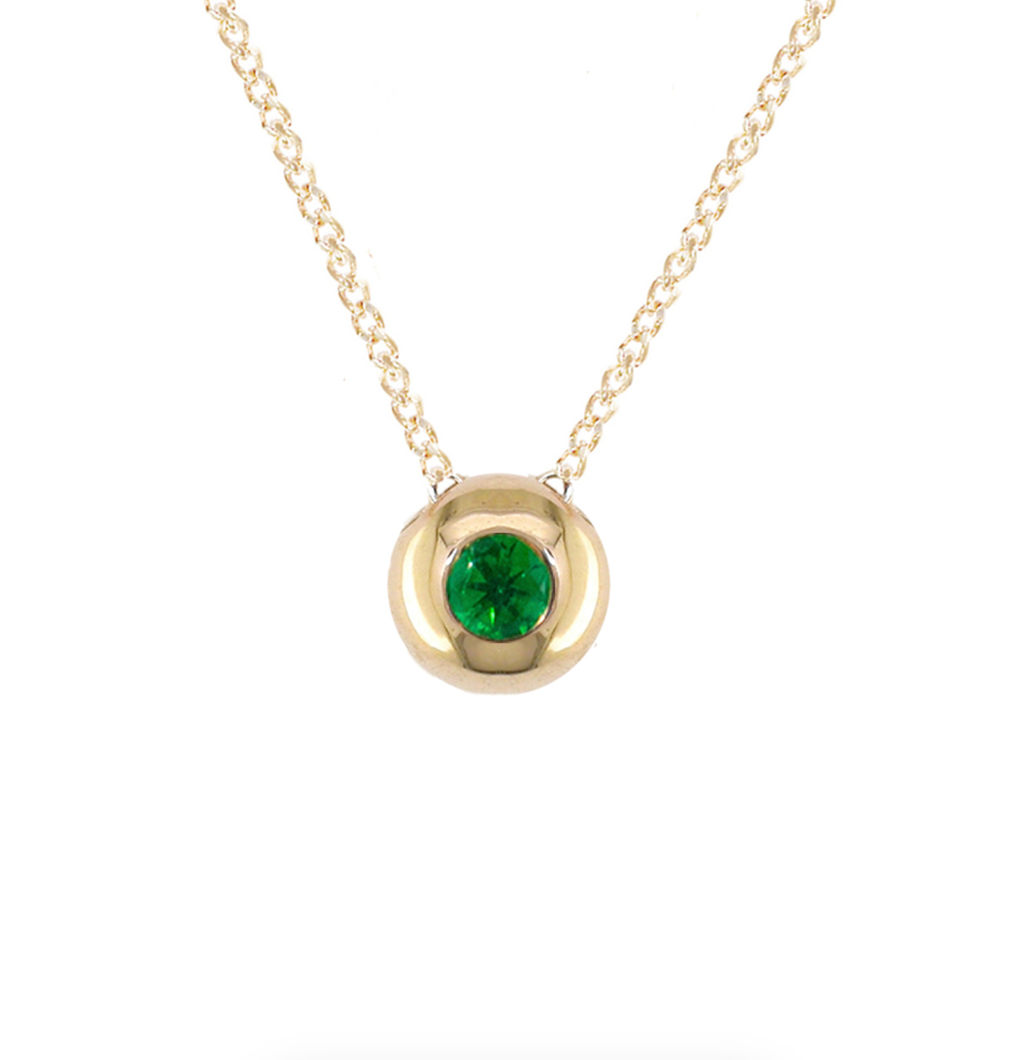 Single Emerald Pendant Necklace