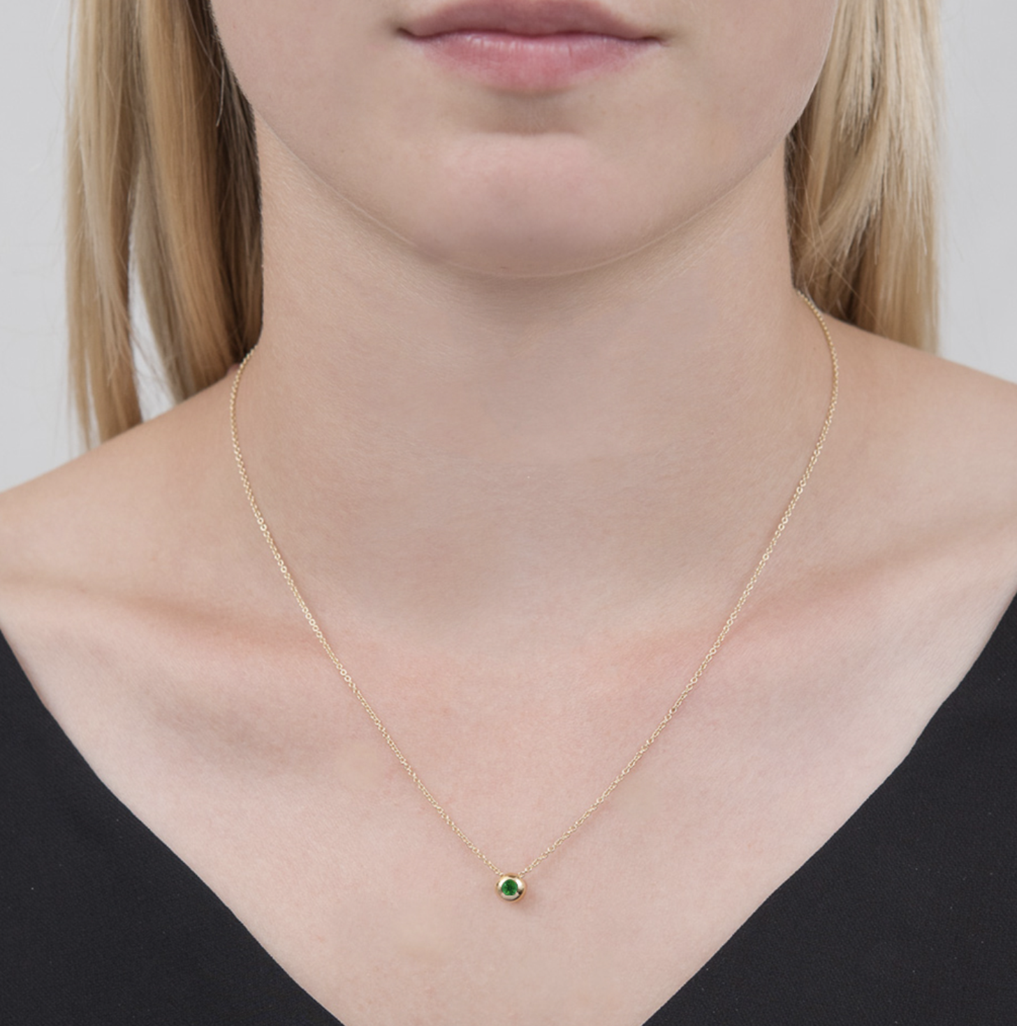 Single Emerald Pendant Necklace